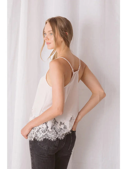 Cream Lace Tank Cami Top