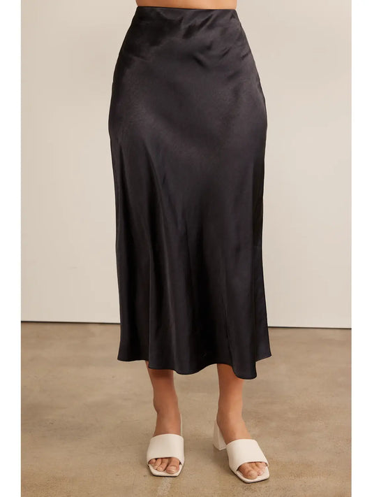 Heavy Silky Satin Bias Cut Maxi Skirt