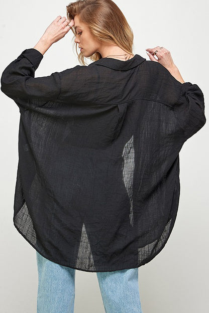 Black Oversize Button Down