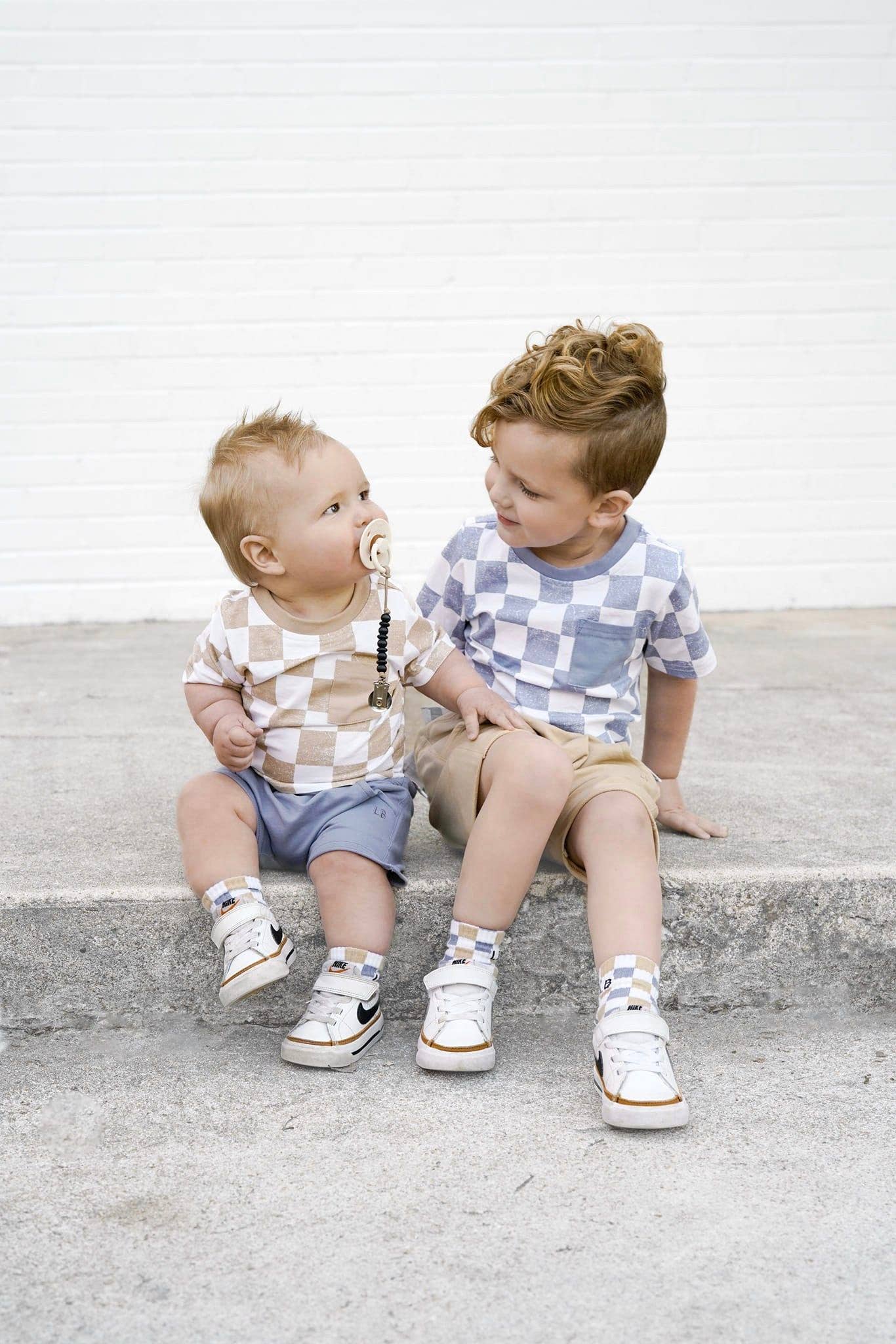 Checkered Tee - Beige