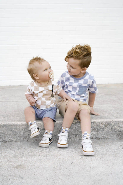 Checkered Tee - Beige