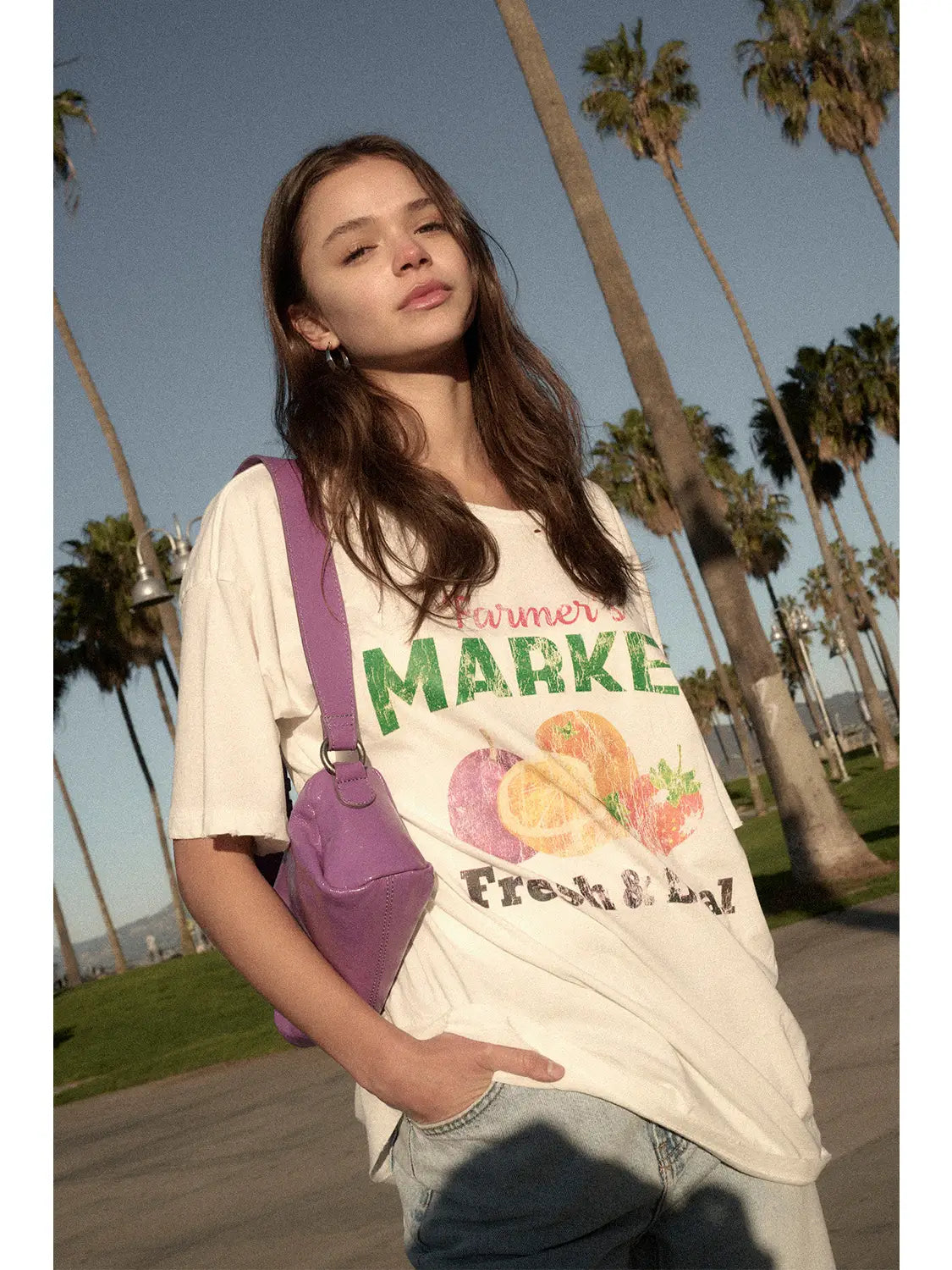 Farmer's Market Fruit Oversized Graphic Print Tee