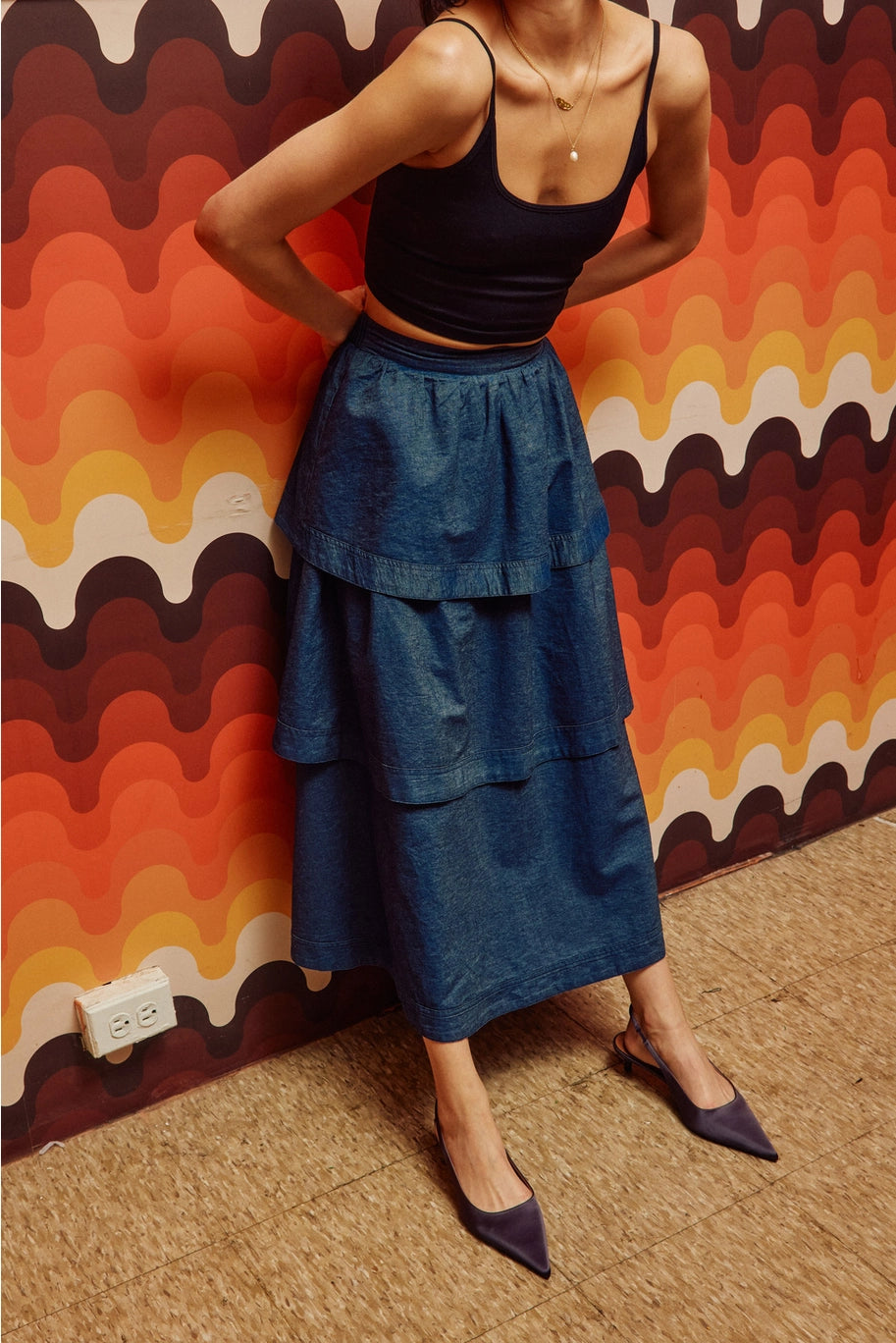 Denim Midi Skirt