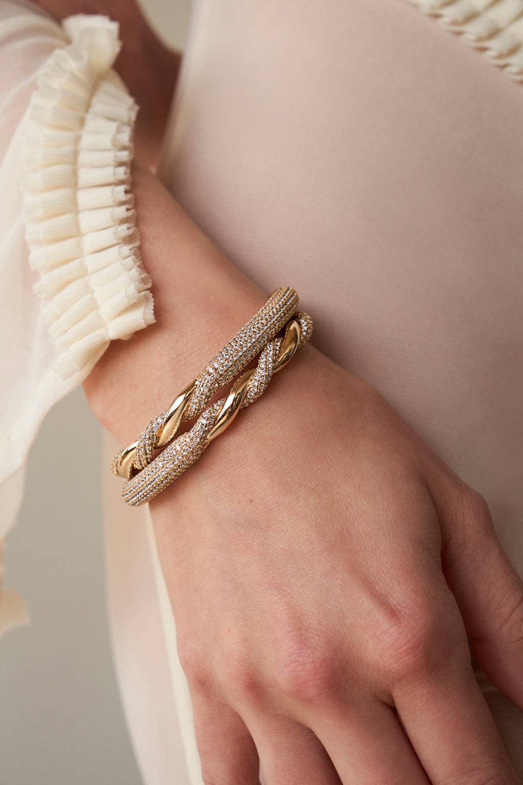 Pave Lilou Hollow Cuff Bracelet