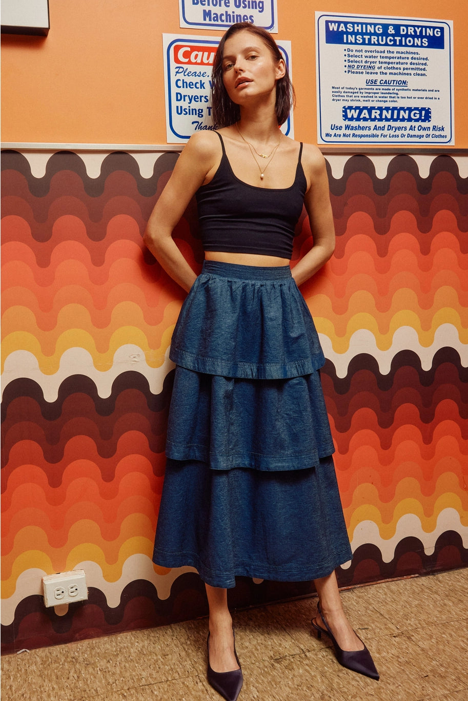 Denim Midi Skirt