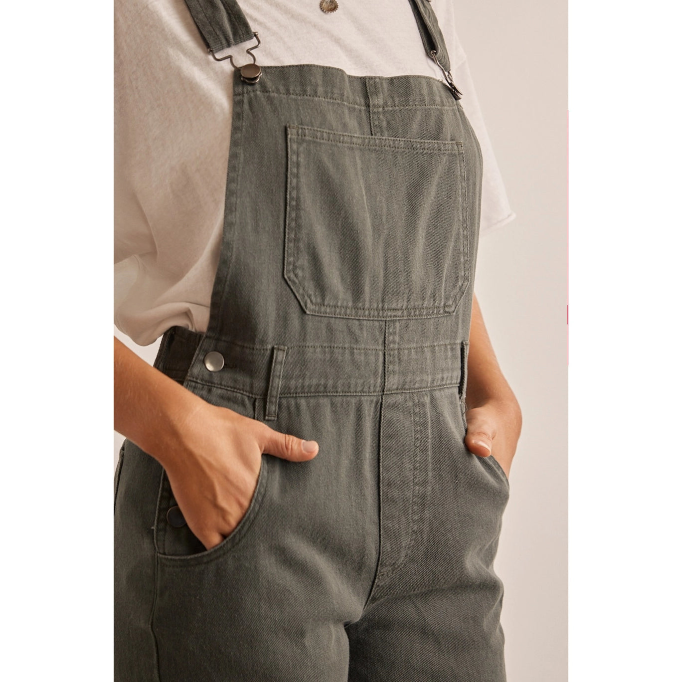 Denim Washed Overall Jumpsuit with Deep Pockets