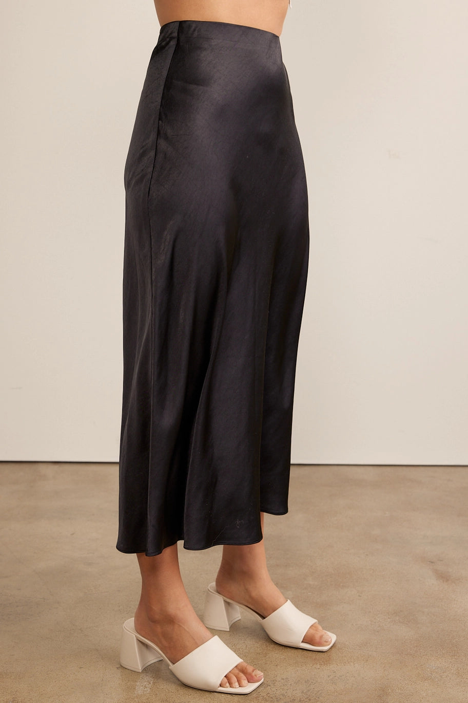 Heavy Silky Satin Bias Cut Maxi Skirt