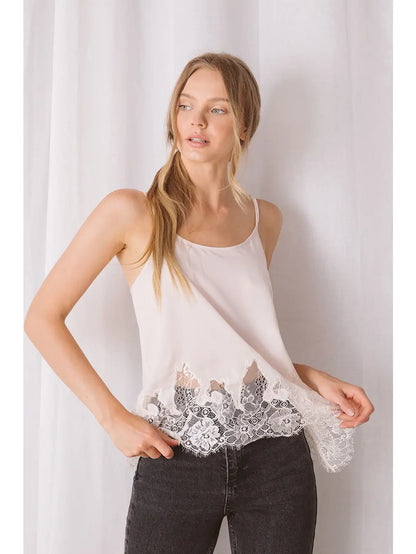 Cream Lace Tank Cami Top