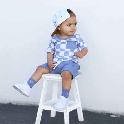 Checkered Tee - Sky Blue