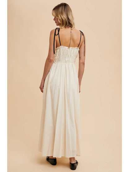 Buttercream Contrast Trim Maxi Dress